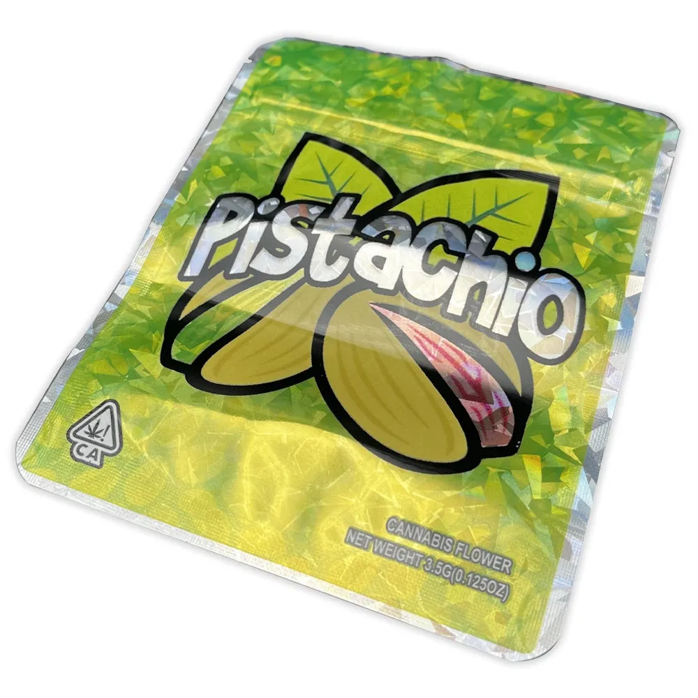 Designed Mylar Bag - Pistachio - 12cm x 10cm - Pack of 50