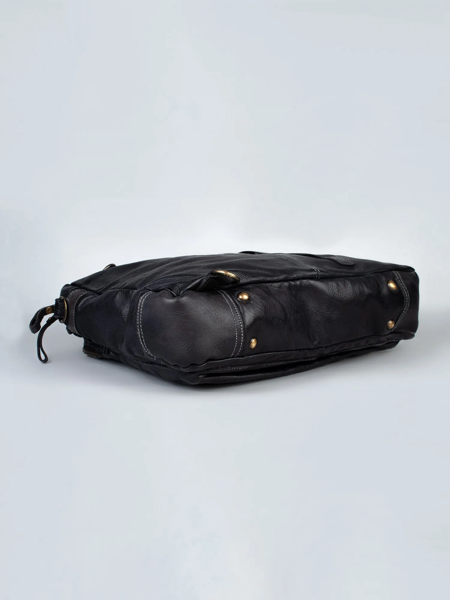 Enfield: Black Vintage Leather Men's Laptop Bag