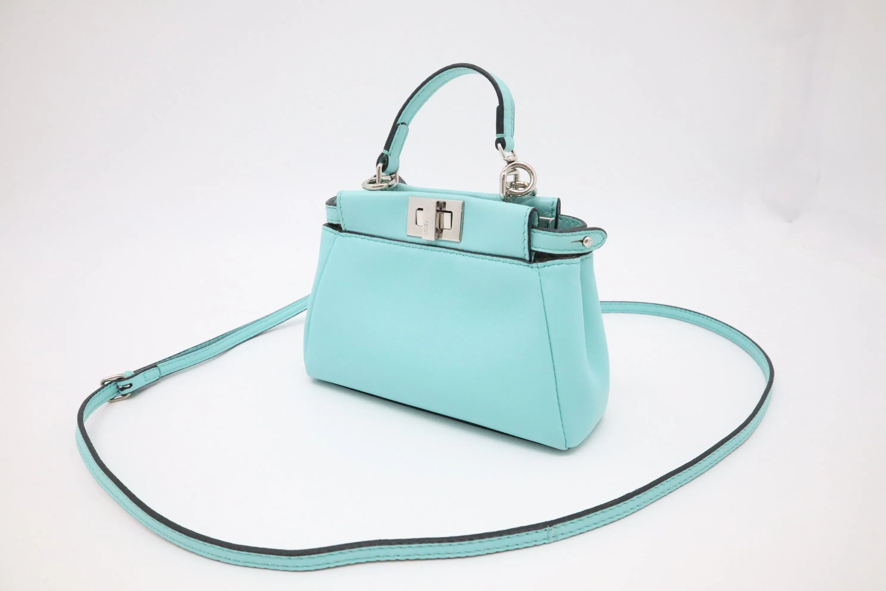 Fendi Mini Peakaboo in Turquoise Leather