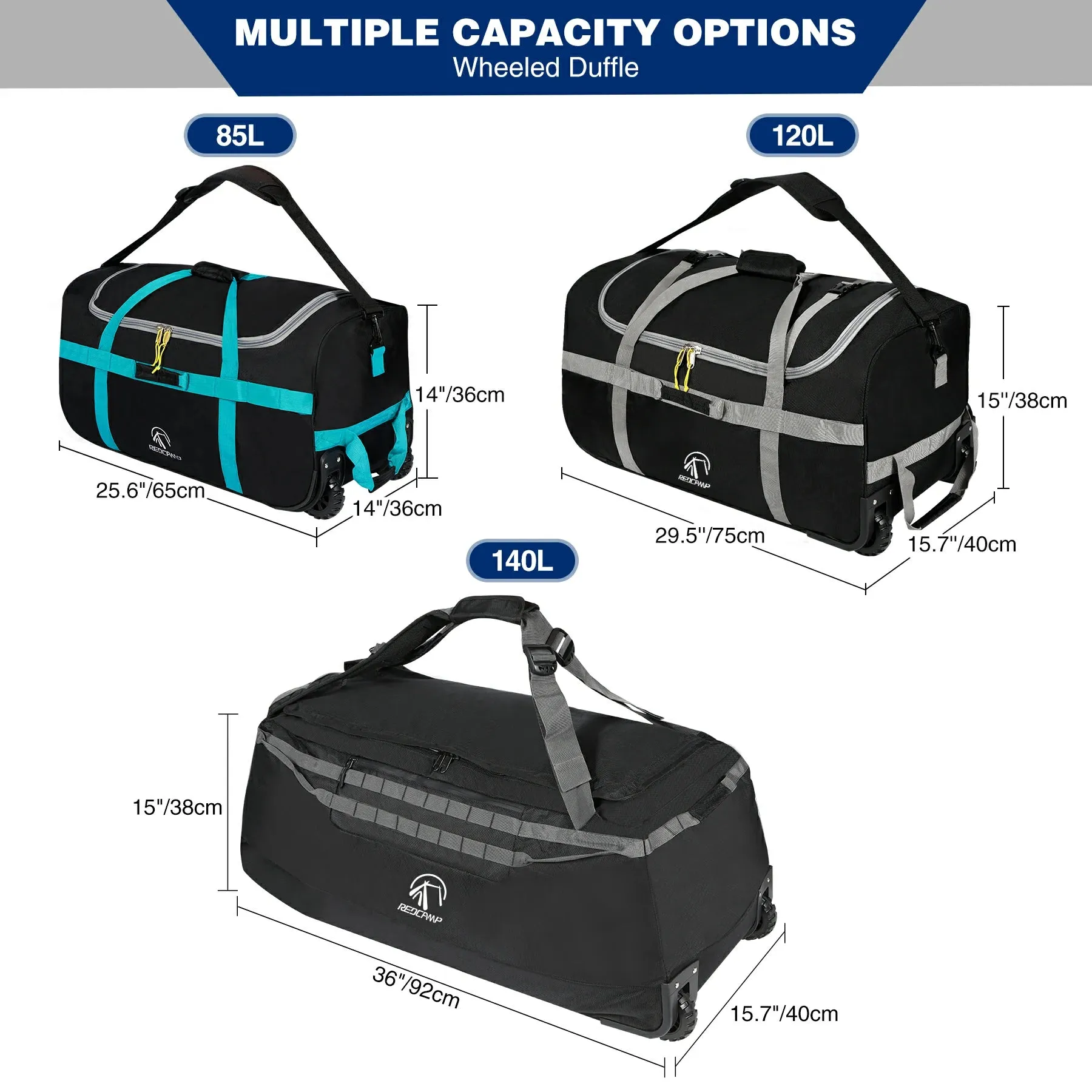 Foldable Duffle Bag with Wheels for Travel 85/120L