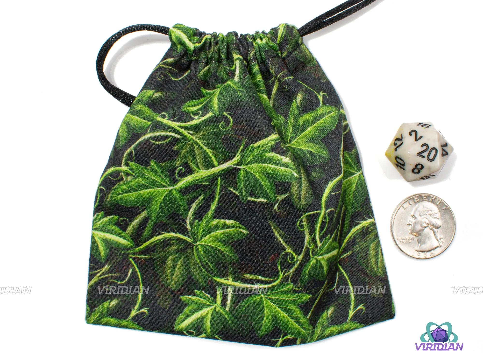 Forest | Black & Green Cotton Dice Bag | Q Workshop