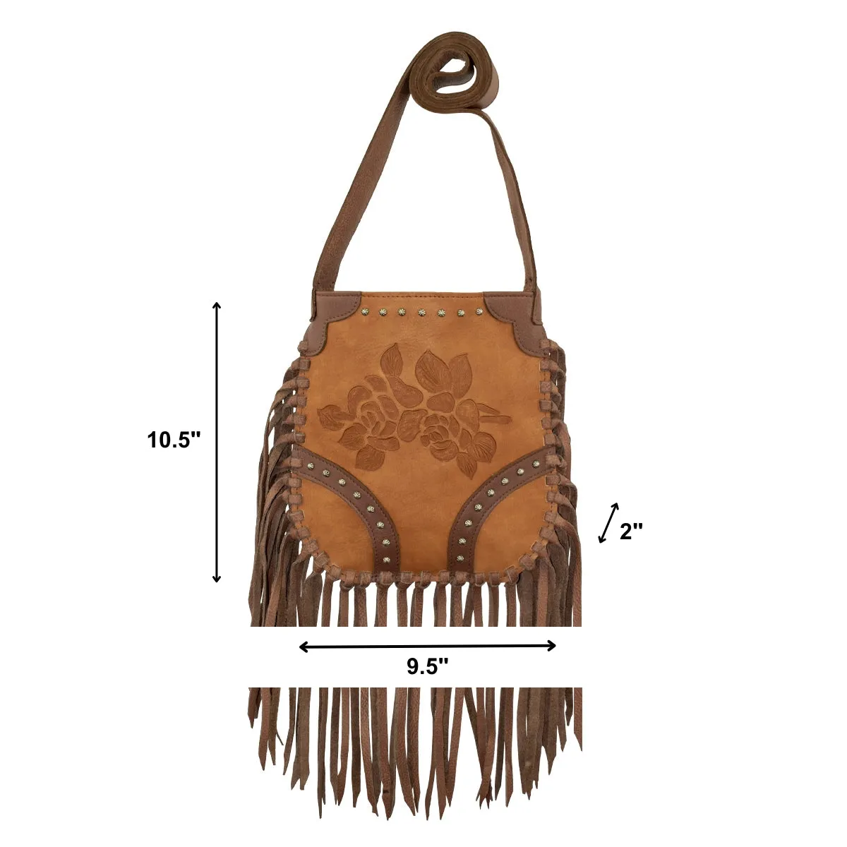 Fringed Cowgirl Crossbody w/ Hand Tooled Rose