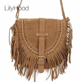 Fringed Messenger Bag Faux Suede Fringe Crossbody Bag