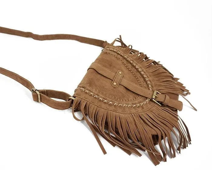 Fringed Messenger Bag Faux Suede Fringe Crossbody Bag