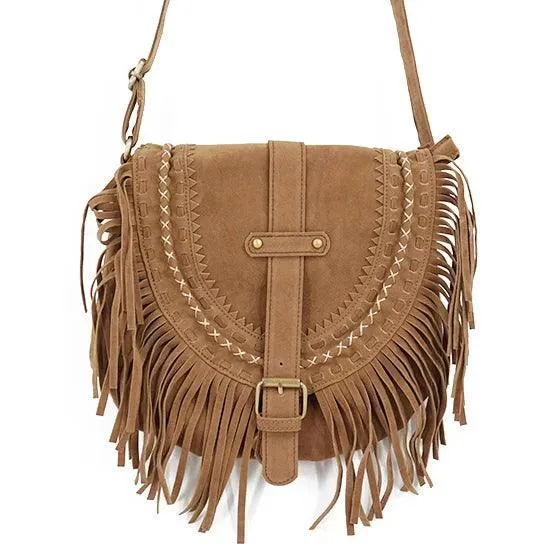 Fringed Messenger Bag Faux Suede Fringe Crossbody Bag