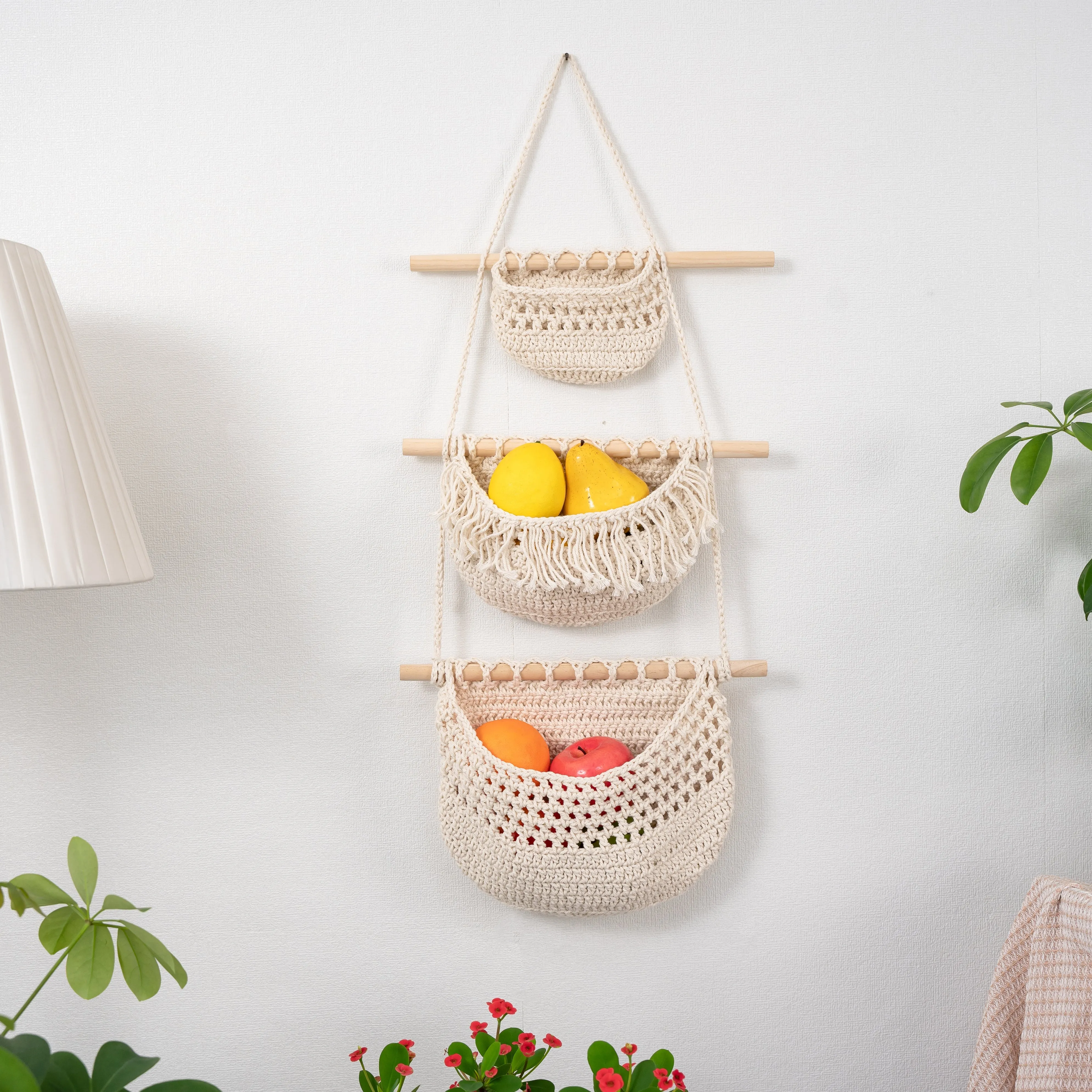 Fruits, Vegetable, Storage Organize Bag Macrame Wall Hanging