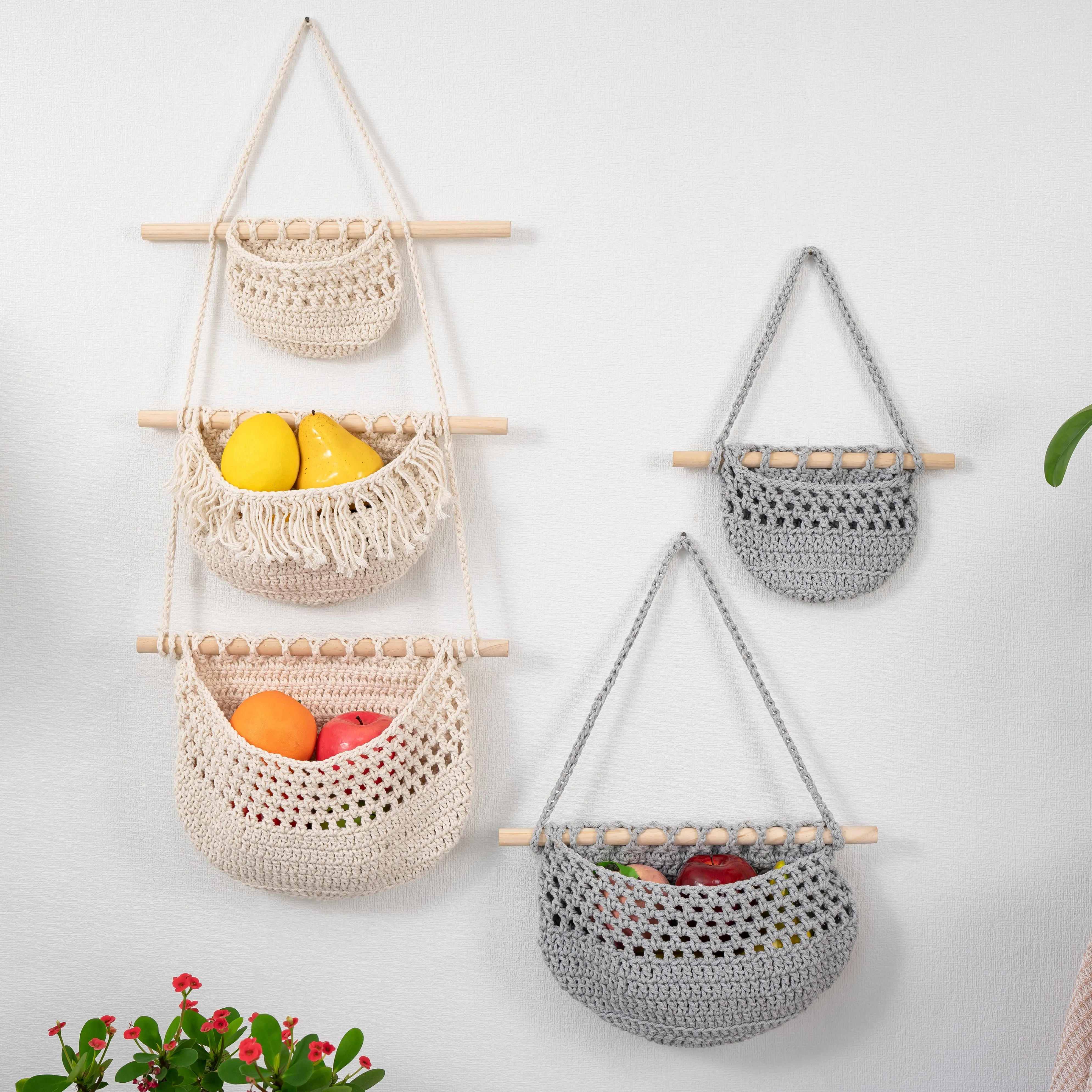 Fruits, Vegetable, Storage Organize Bag Macrame Wall Hanging