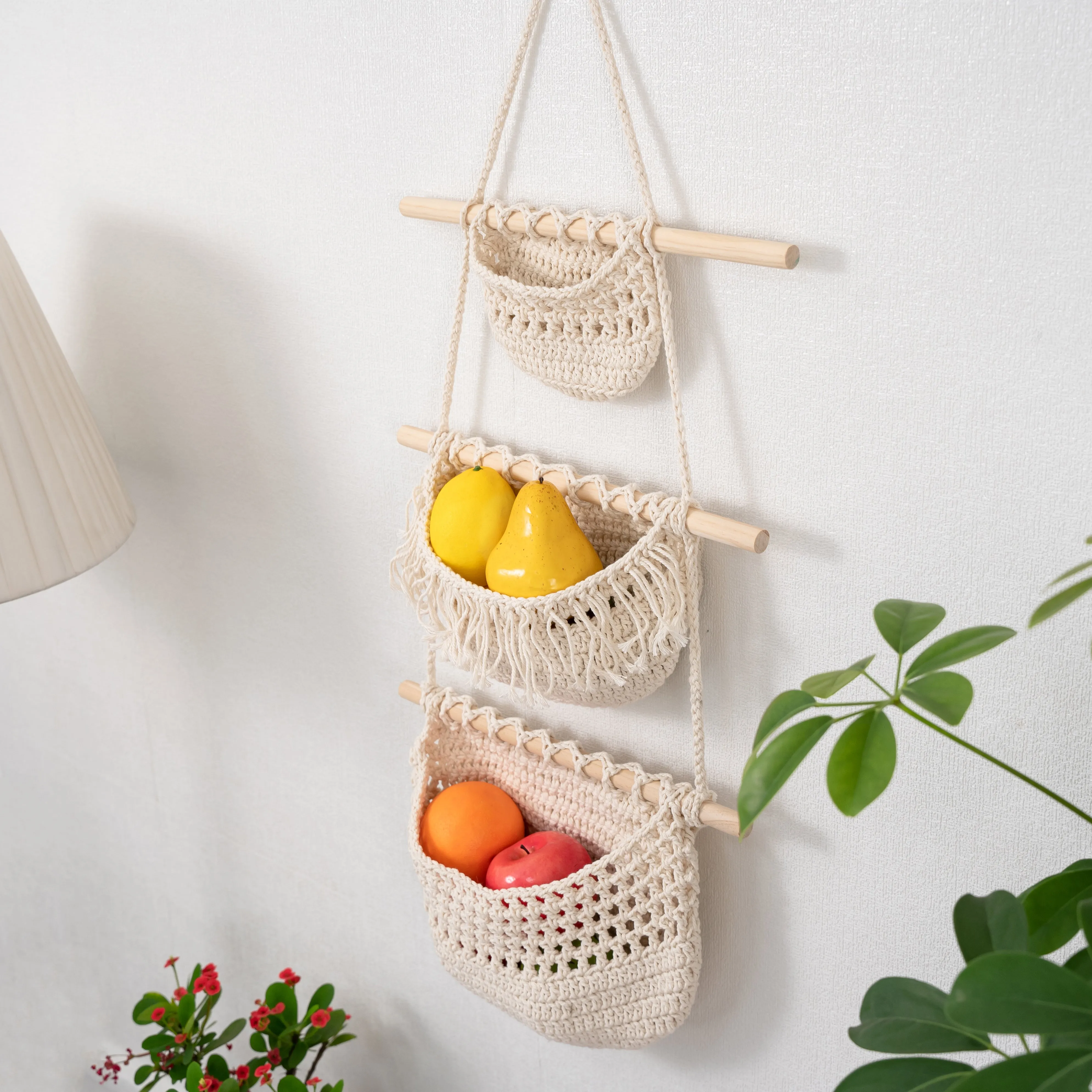 Fruits, Vegetable, Storage Organize Bag Macrame Wall Hanging