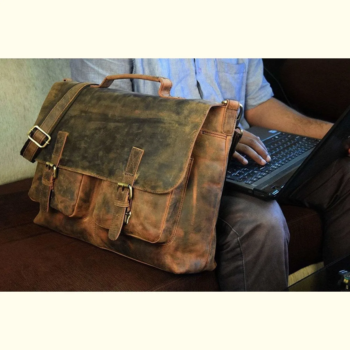 Full Grain Vintage Buffalo Leather Bag