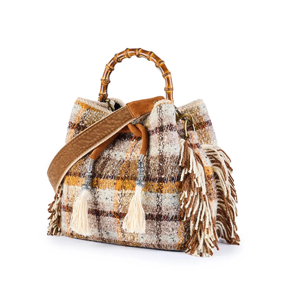 Geneve Madras Bamboo Jacquard Wool Bucket Bag