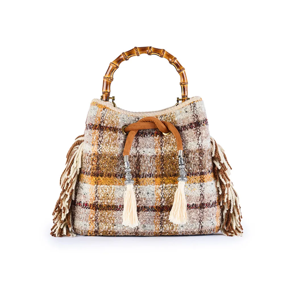 Geneve Madras Bamboo Jacquard Wool Bucket Bag