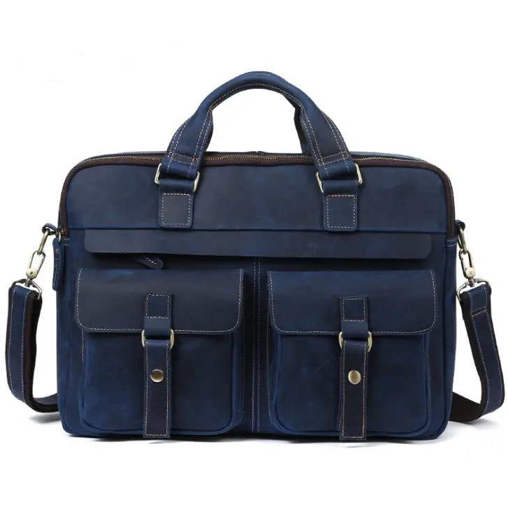 Genuine men''s bags retro men''s business bags briefcase cowhide oblique Bag 15.6 inch Laptop Bag