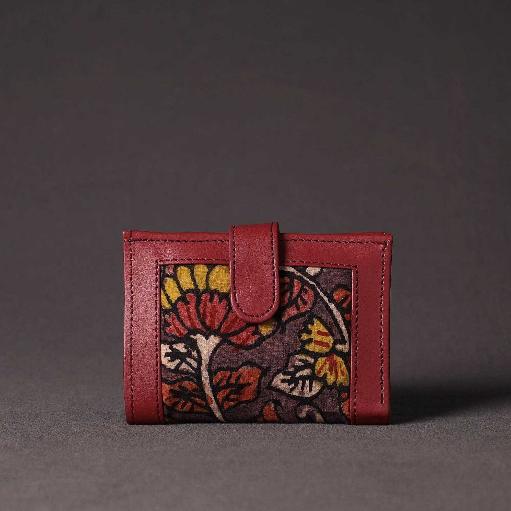 Grey - Handpainted Kalamkari Natural Dyed Cotton Wallet