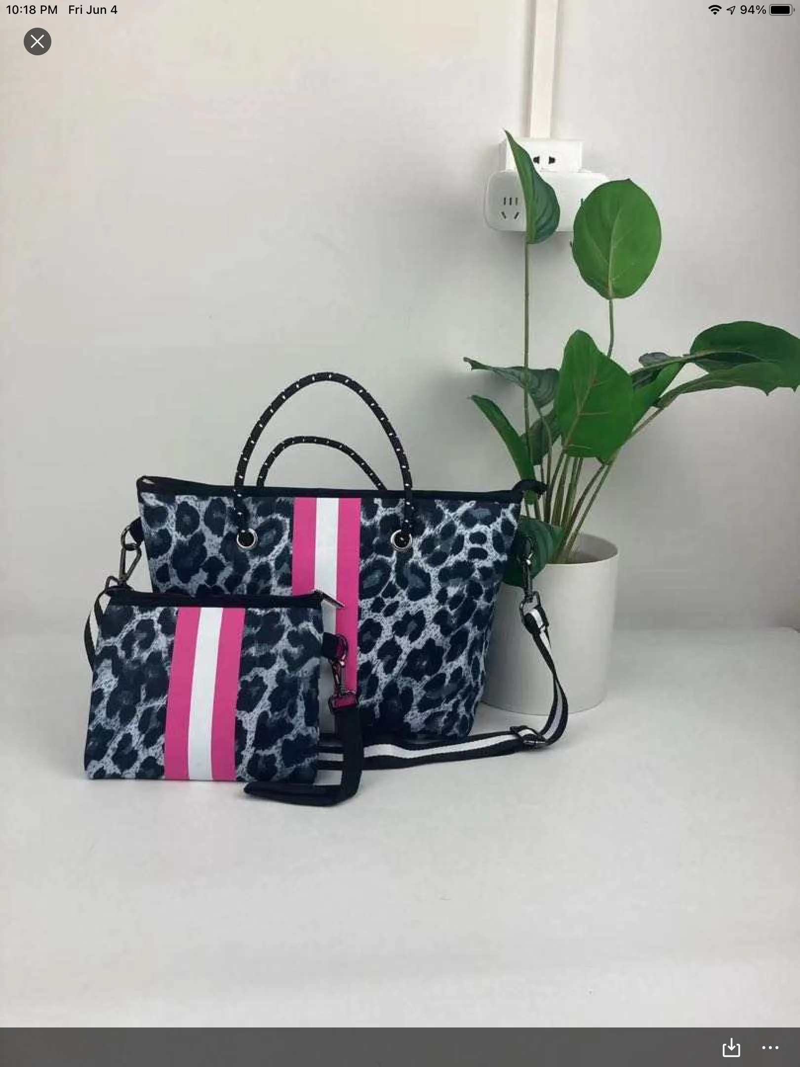 Grey/Black Leopard Pink Stripe Mini Crossbody Shoulder Bag