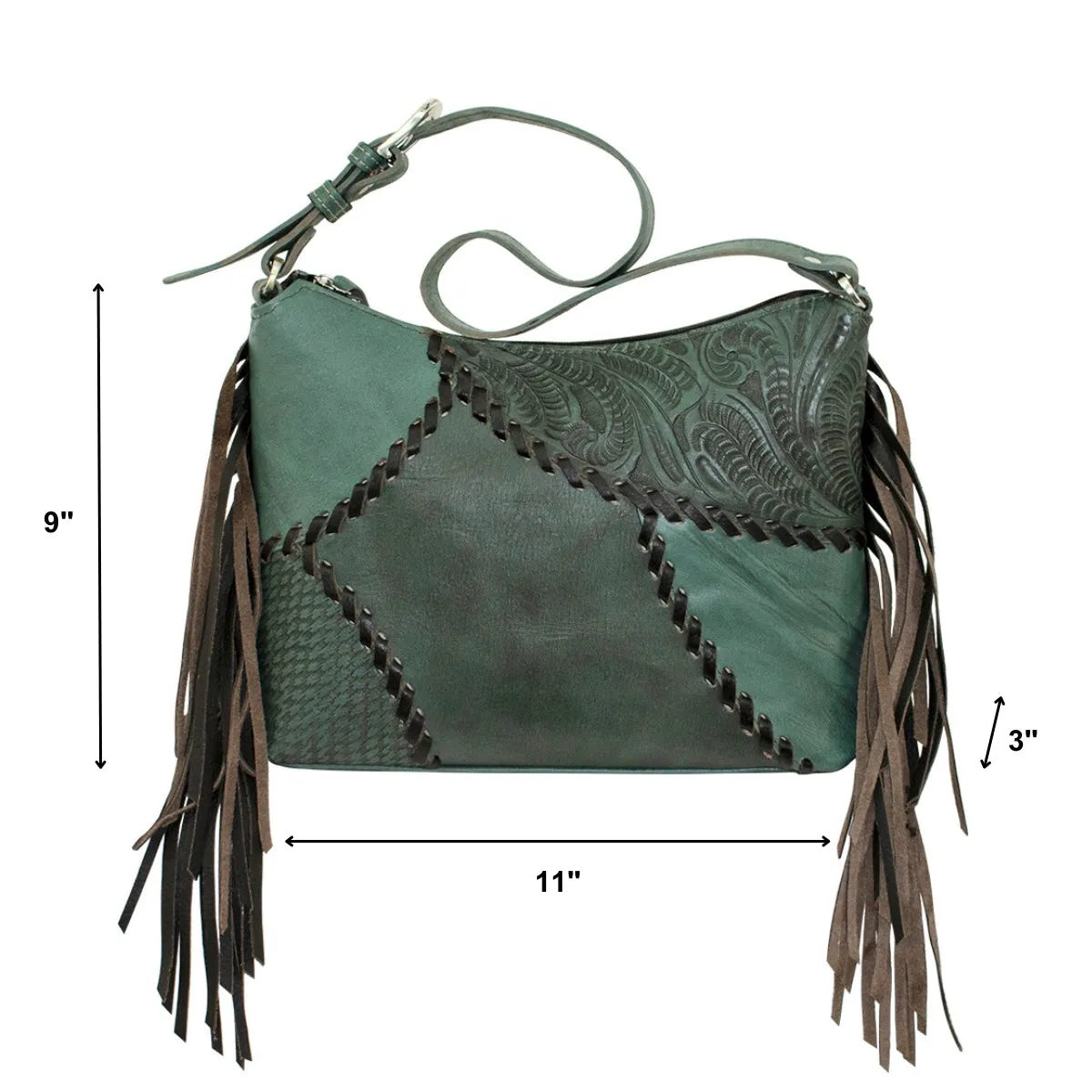 Gypsy Patch Zip Top Shoulder Bag - Turquoise