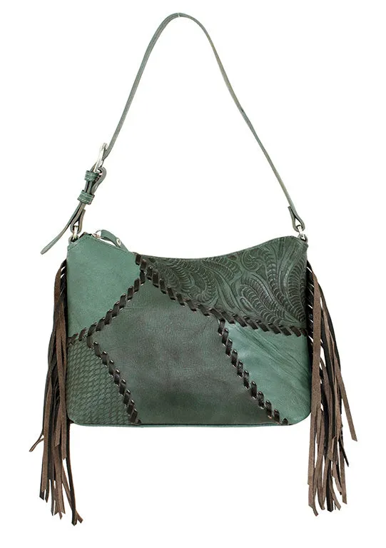 Gypsy Patch Zip Top Shoulder Bag - Turquoise