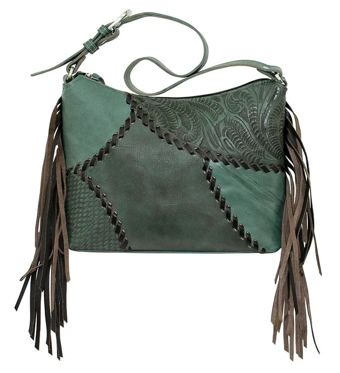 Gypsy Patch Zip Top Shoulder Bag - Turquoise