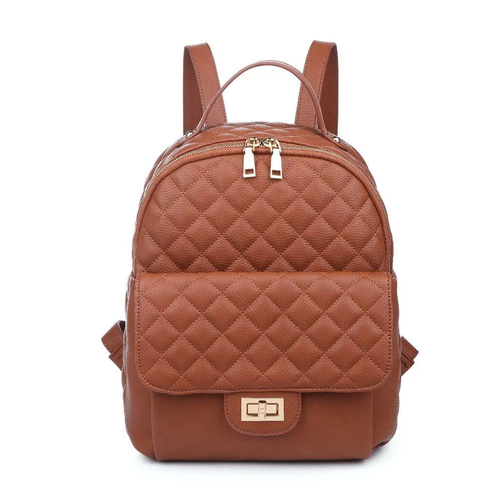 Hailey Vegan Leather Backpack in Cognac