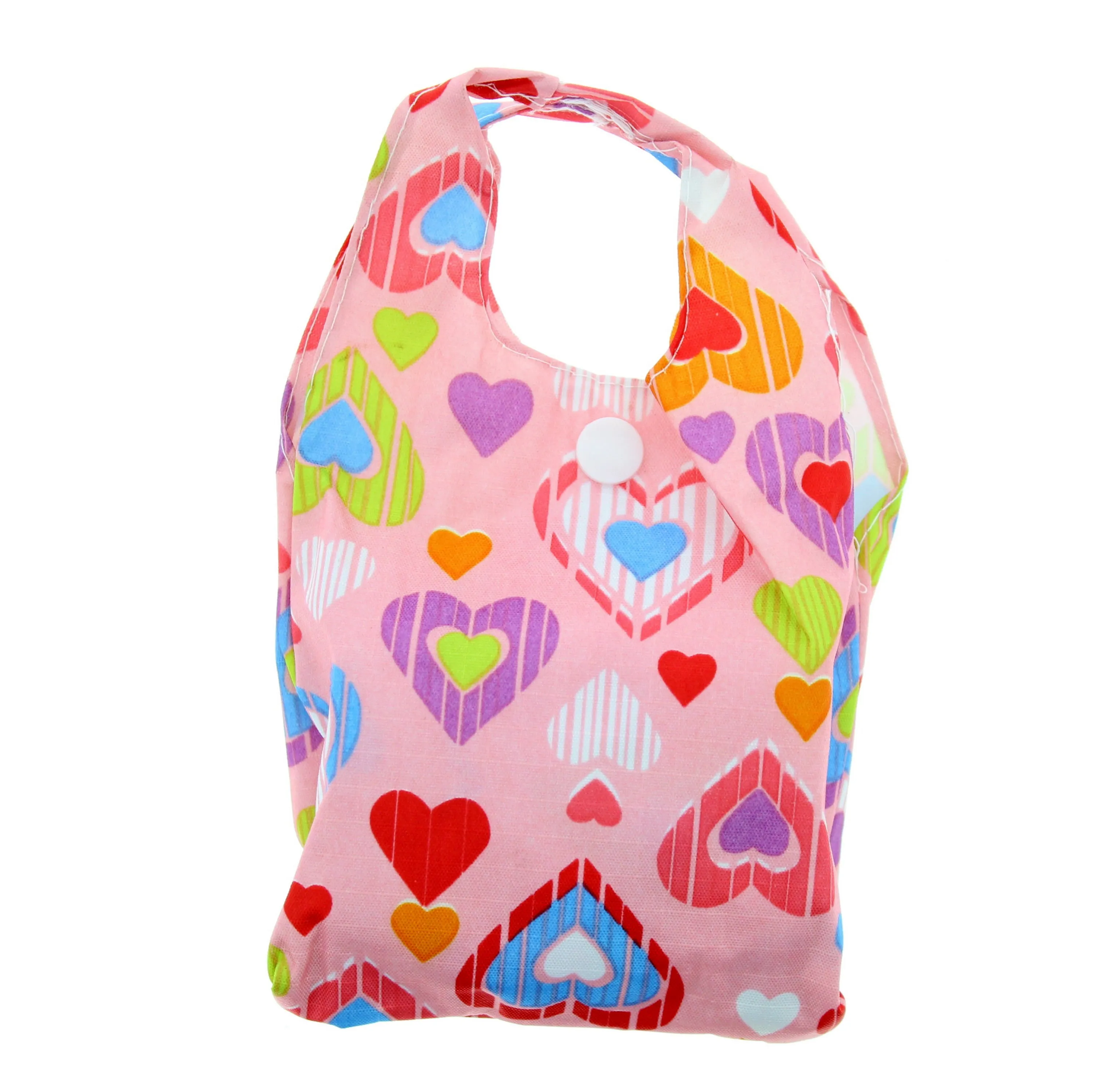 Heavy Duty Bright Hearts Shopping Bag in Pocket Pouch