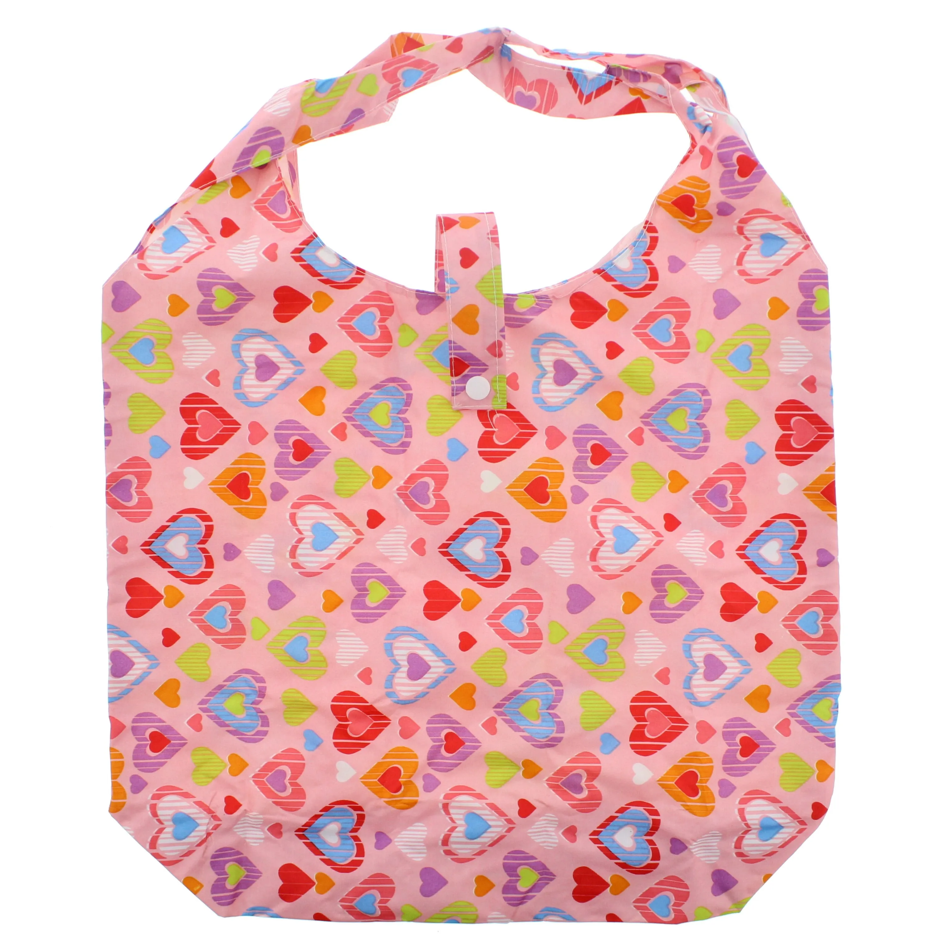 Heavy Duty Bright Hearts Shopping Bag in Pocket Pouch