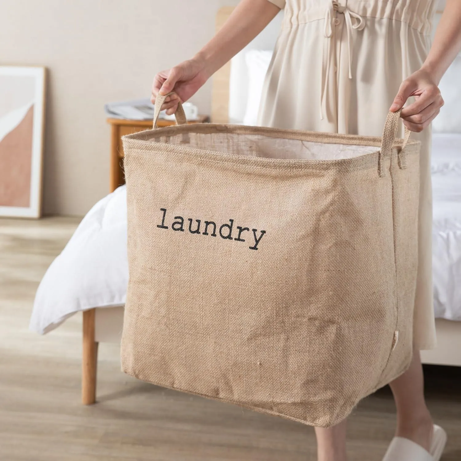 HOKIPO® Laundry Basket Natural Moisture-Resistant Jute Laundry Hamper - 54 Ltr