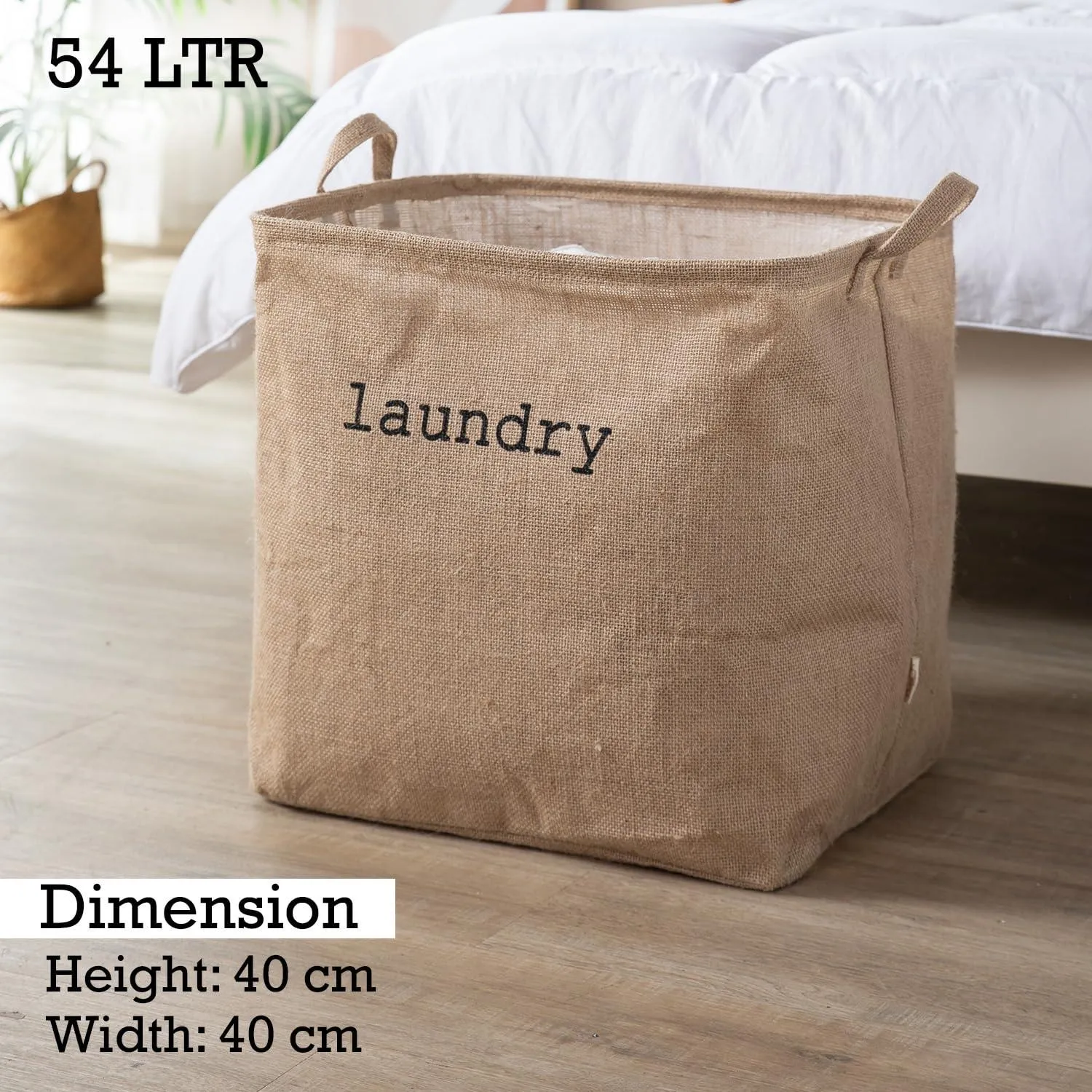 HOKIPO® Laundry Basket Natural Moisture-Resistant Jute Laundry Hamper - 54 Ltr