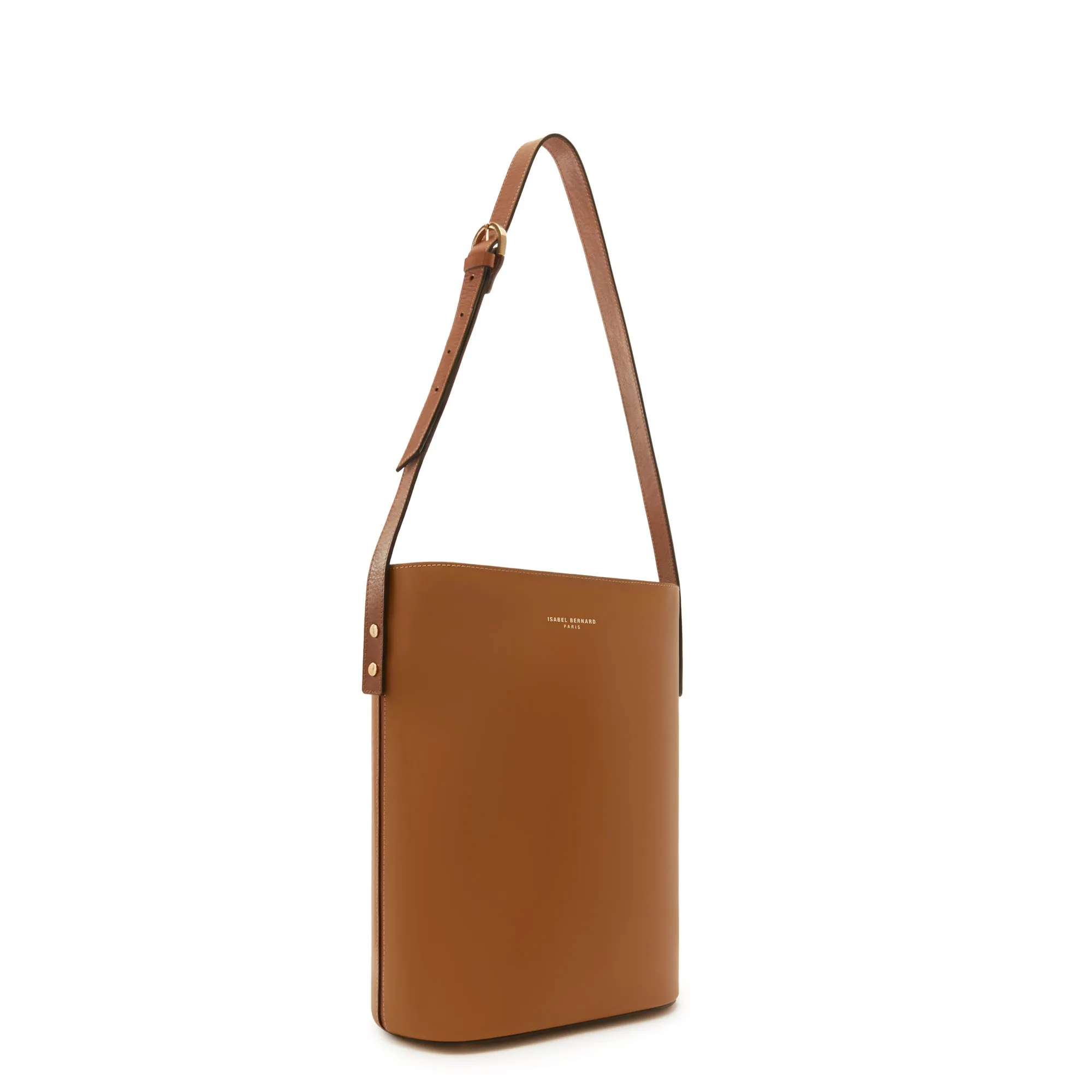 Honoré Lora camel calfskin leather shoulder bag with laptop compartment