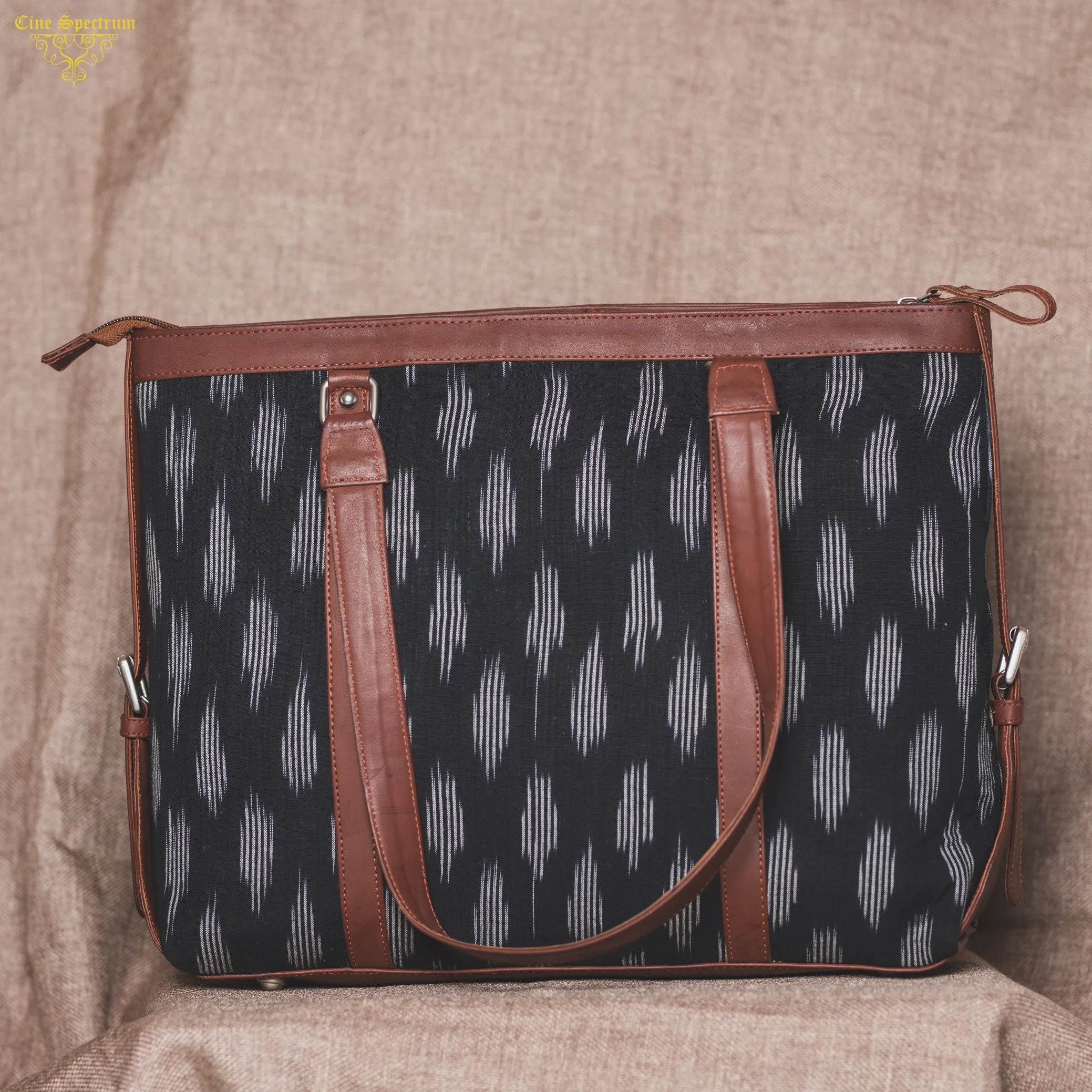 Ikat Striped Black Women's Office Bag