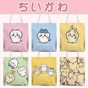 Japanese Cartoon Chiikawa Canvas Tote Bag | ChiiKawa Hachiware Usagi - Shopping Shoulder Tote Bag