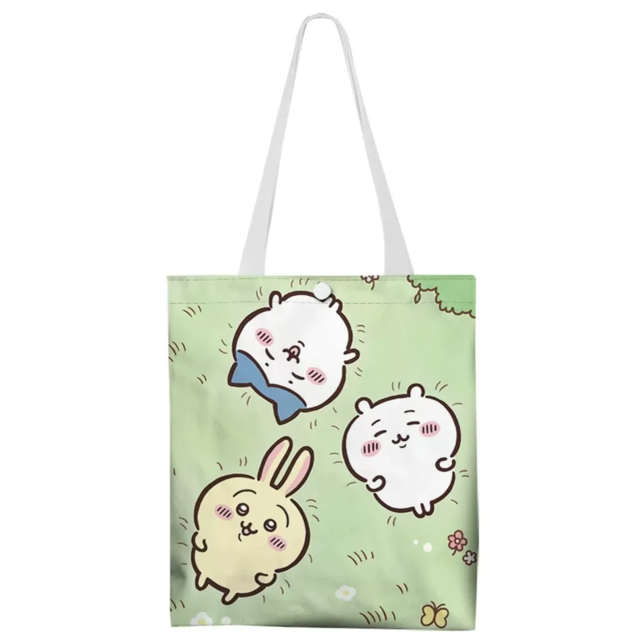 Japanese Cartoon Chiikawa Canvas Tote Bag | ChiiKawa Hachiware Usagi - Shopping Shoulder Tote Bag