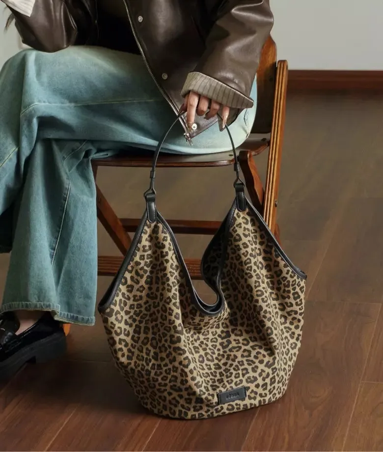 KAIA leopard print tote bag