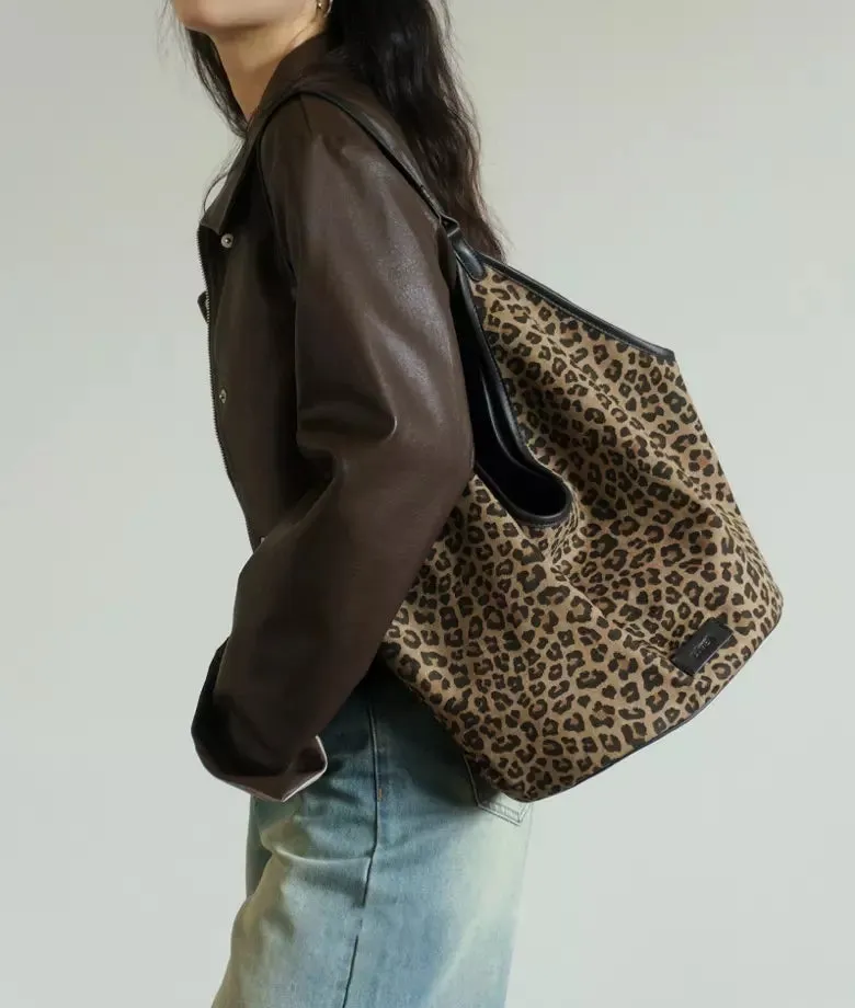 KAIA leopard print tote bag