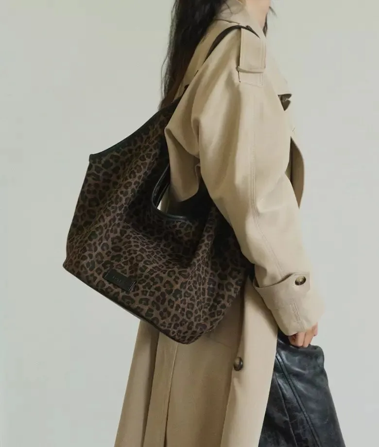 KAIA leopard print tote bag