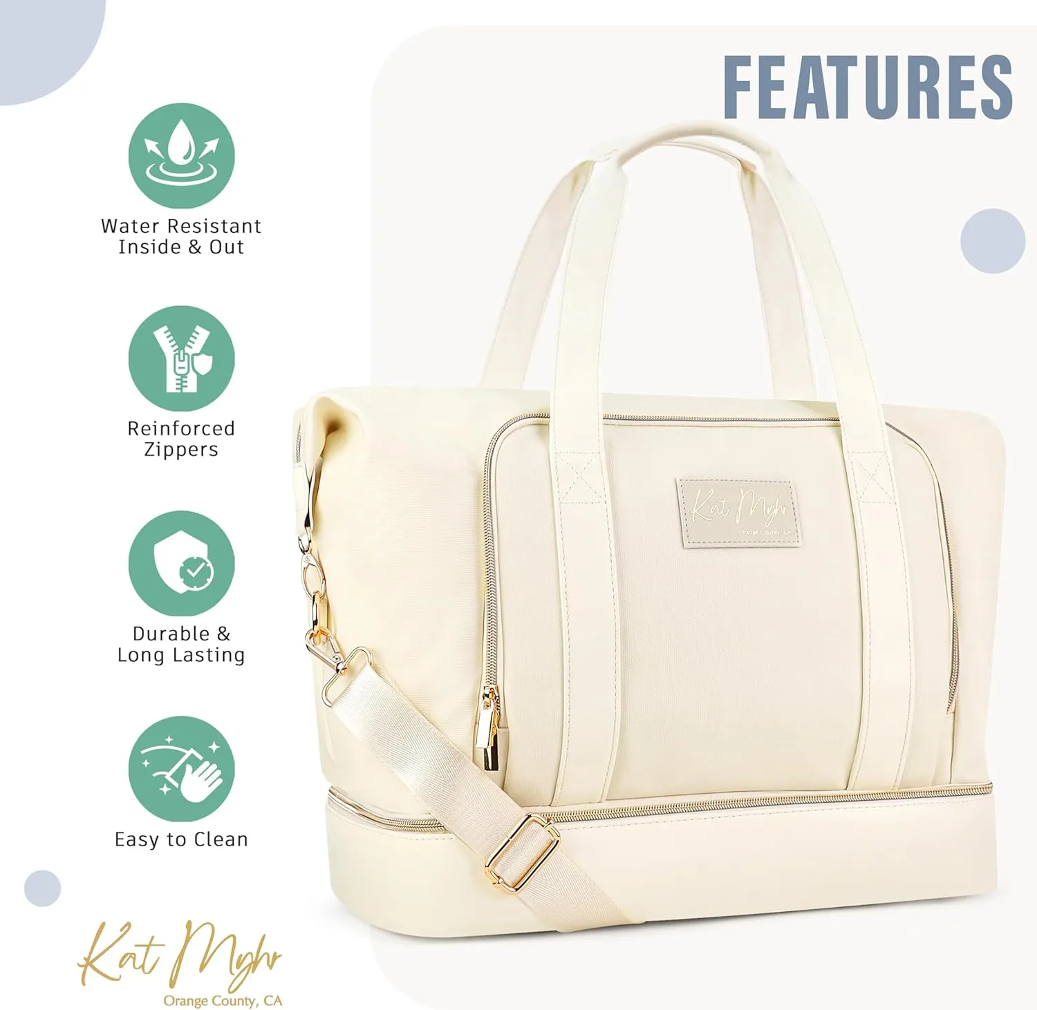 Kat Myhr Womens Weekender Travel Bag - White