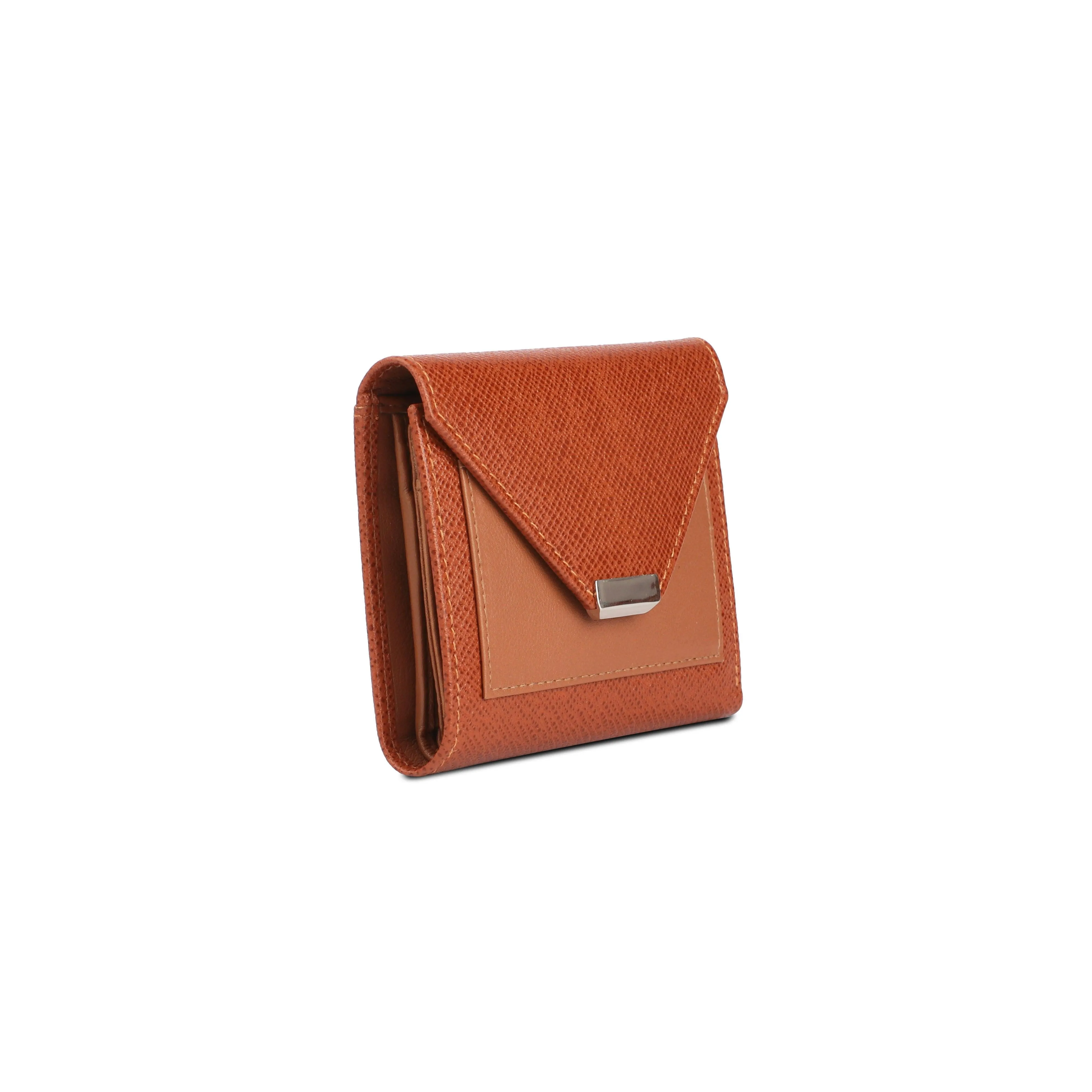 Keva Ladies Wallet | Saffiano Leather Wallet for Women | 100% Genuine Leather | Color: Cognac, Orange, Pink & Blue