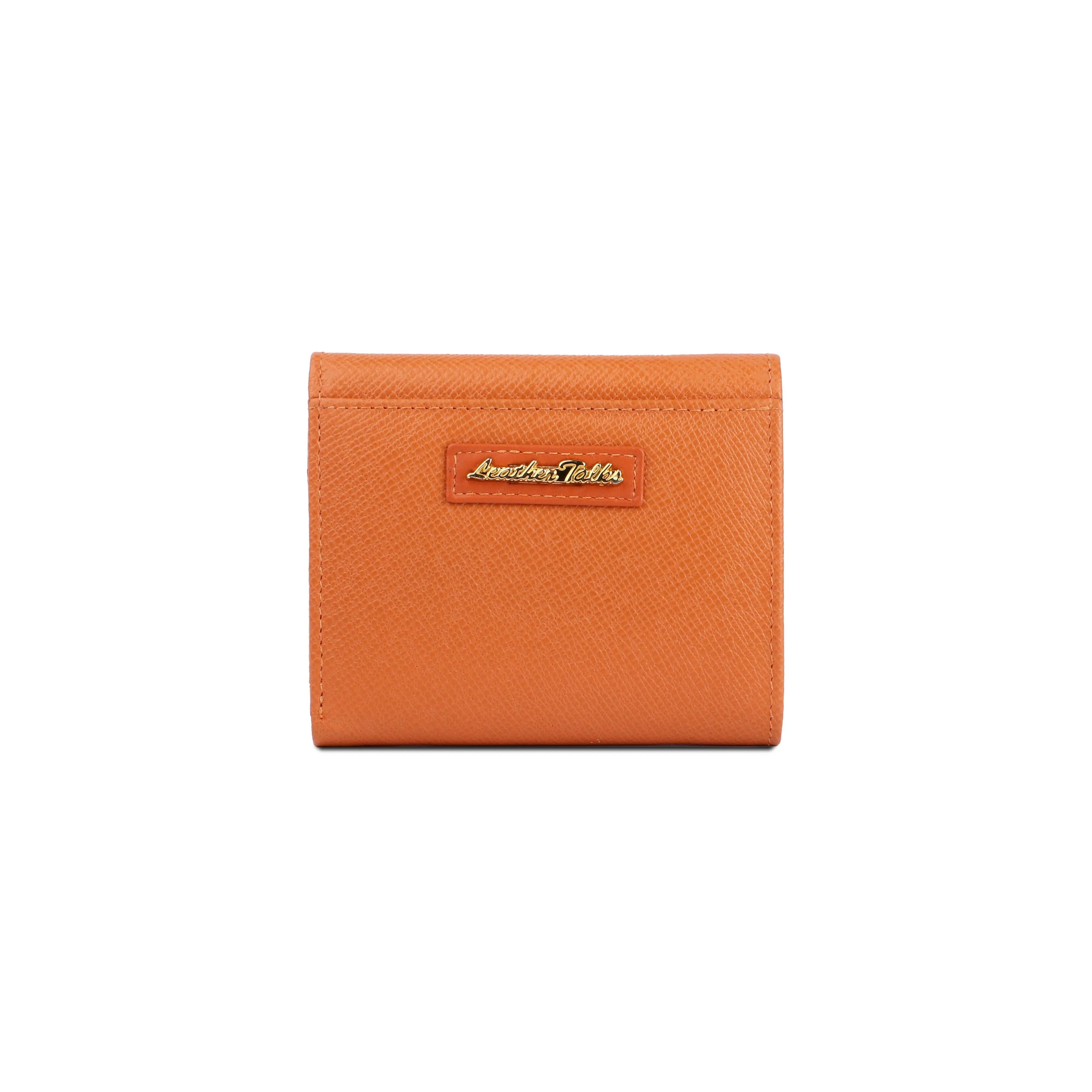 Keva Ladies Wallet | Saffiano Leather Wallet for Women | 100% Genuine Leather | Color: Cognac, Orange, Pink & Blue