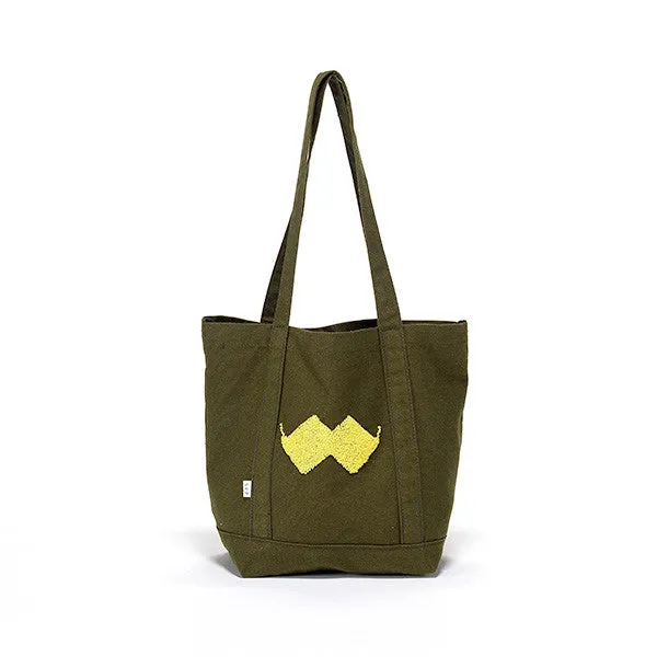 KHAKI CANVAS BAG MOUSTACHE