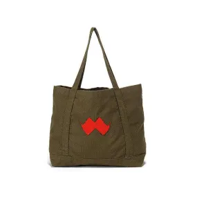 KHAKI CANVAS BAG MOUSTACHE