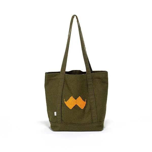 KHAKI CANVAS BAG MOUSTACHE