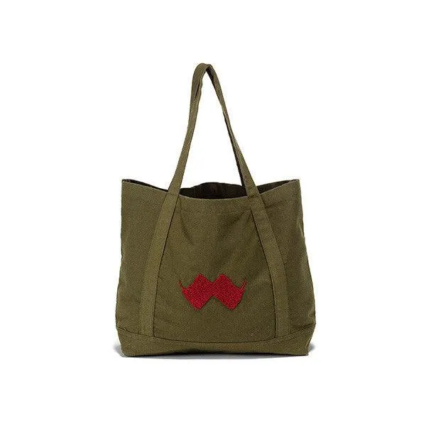 KHAKI CANVAS BAG MOUSTACHE