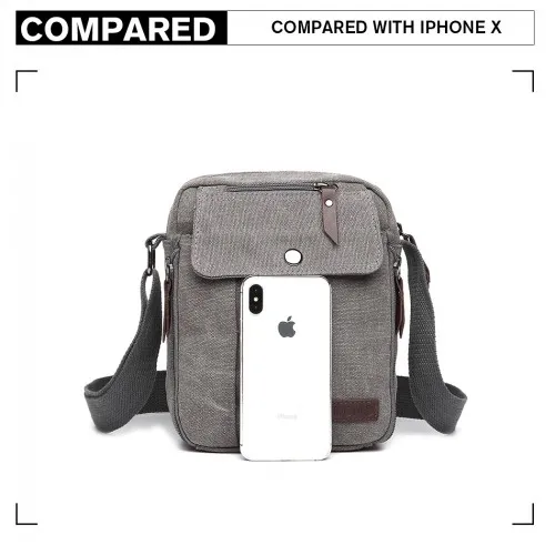 Kono Multi Pocket Cross Body Shoulder Bag - Grey | Premium Quality Canvas, Spacious & Durable