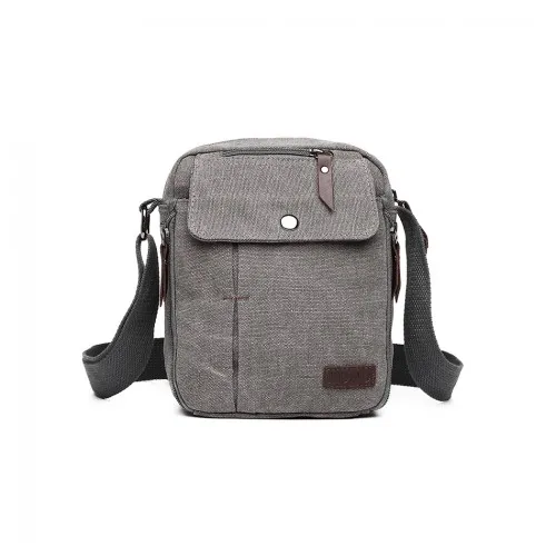 Kono Multi Pocket Cross Body Shoulder Bag - Grey | Premium Quality Canvas, Spacious & Durable