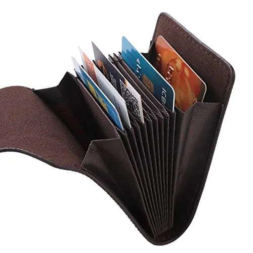 Kuber Industries Card Holder Wallet for Men Women|Debit Credit Card Holder|Wallet for Id, Visiting Card, Buisness Card|Button Closure|Brown (Pack of 3)