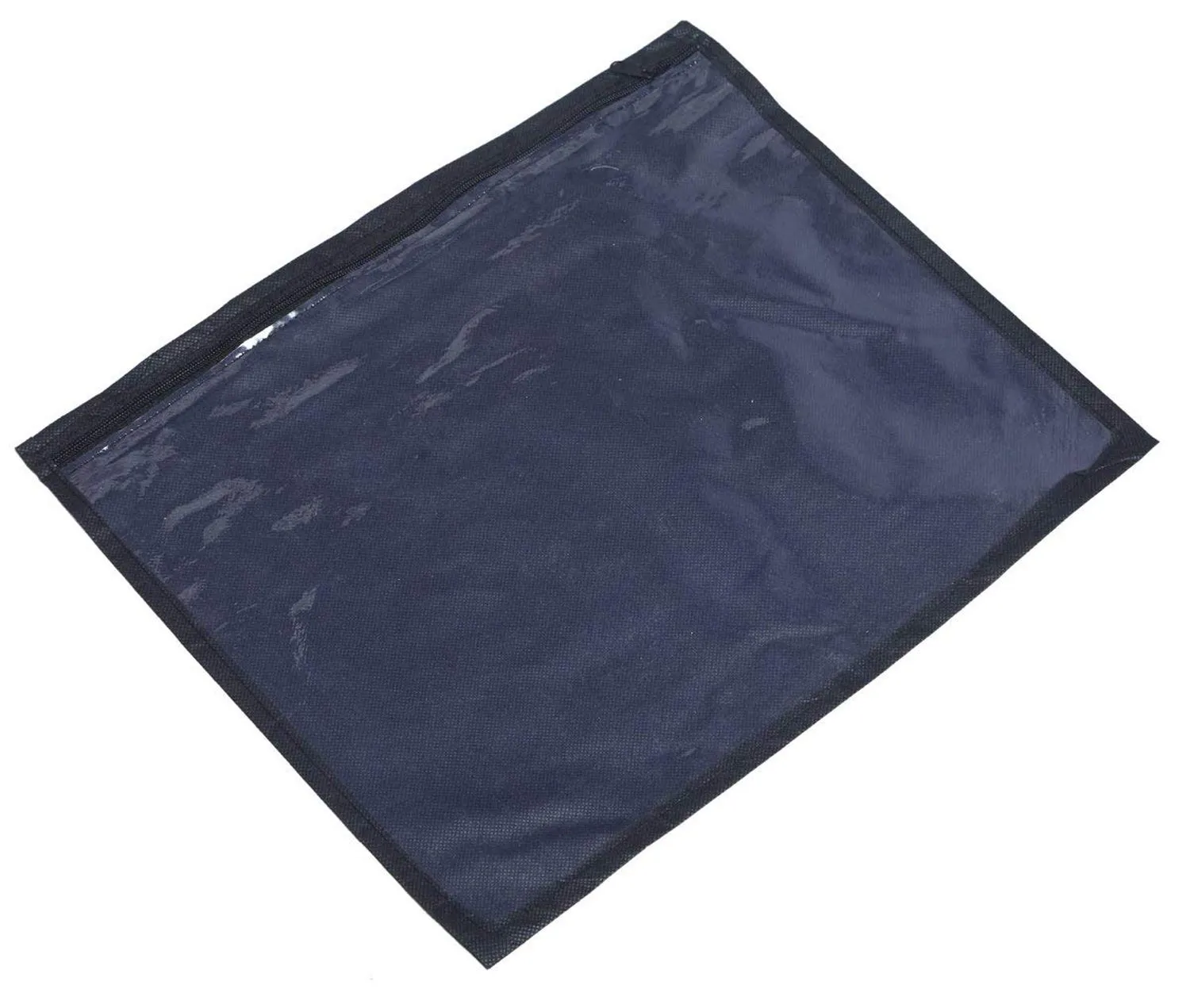 Kuber Industries Non-Woven Single Packing Saree Cover|Zipper Closure & Transparant Window|Size 41 X 36 X 1 Cm|Pack Of 12 (Black)-Kubmart2824