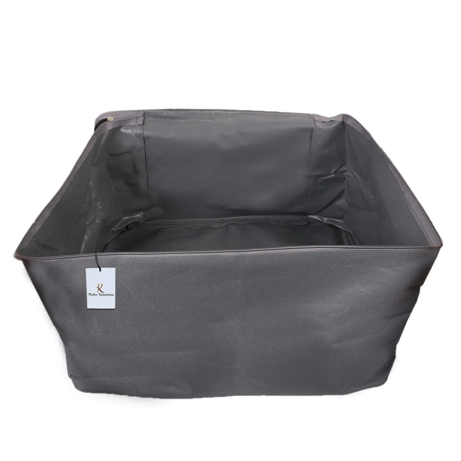 Kuber Industries Rexine Rectangular Jumbo Underbed Moisture Proof Storage Bag with Zipper Closure and Handle (Grey) -CTKTC6597-2 Pieces