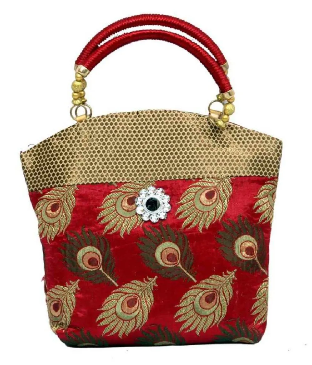 Kuber Industries Women's Cotton Mini Handbag, Red (FHB111)