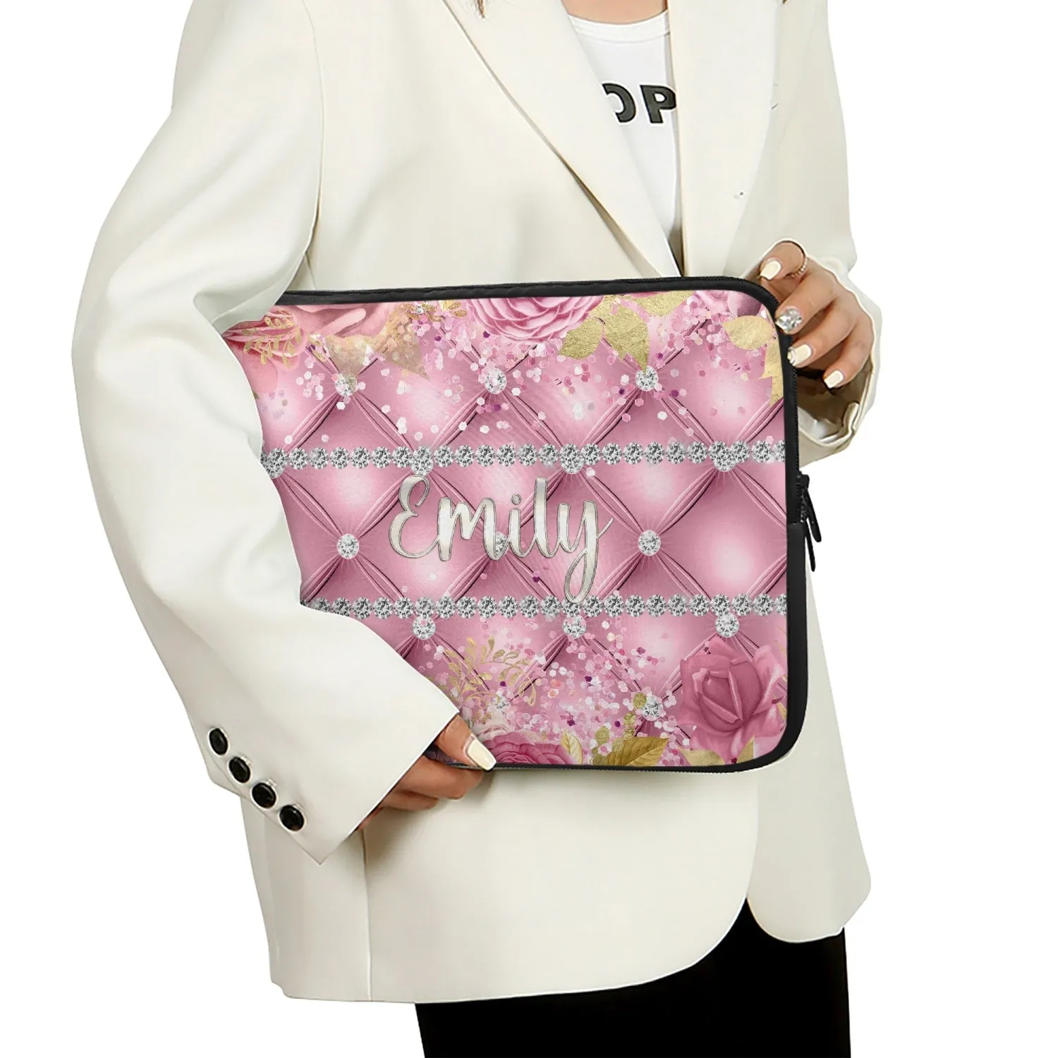 Laptop Sleeve - without handles - Pink Floral - Personalised