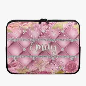 Laptop Sleeve - without handles - Pink Floral - Personalised