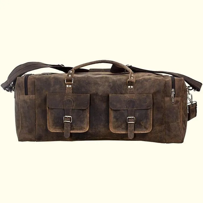 Large Hunter Buffalo Leather Duffel Bag