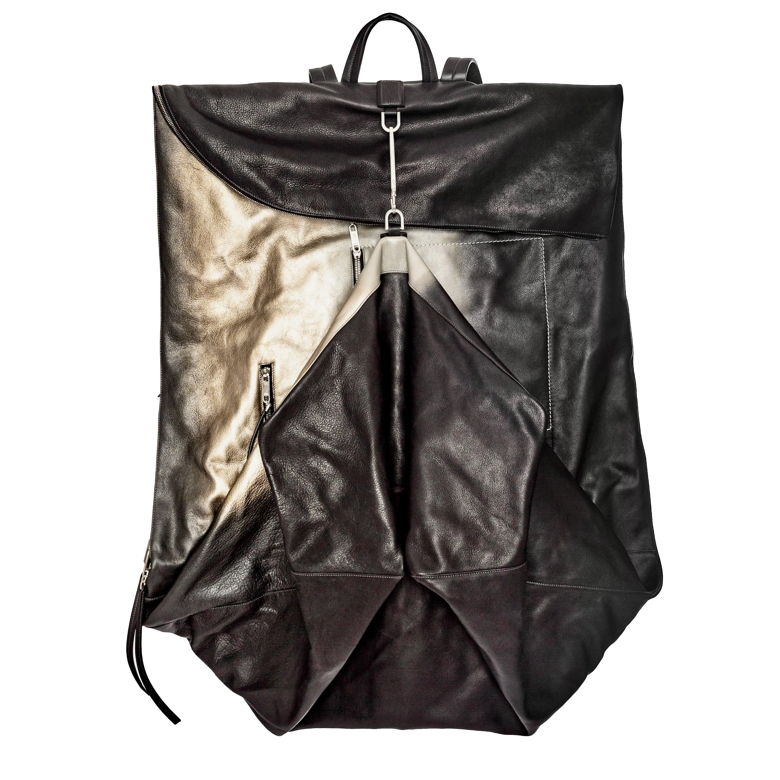 Larry Degrade Metallic Gradient and Black Leather Mega Duffle